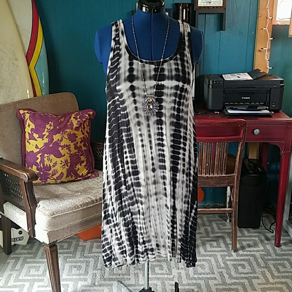 Stretch Asymmetrical Hem Tie Dye Dress